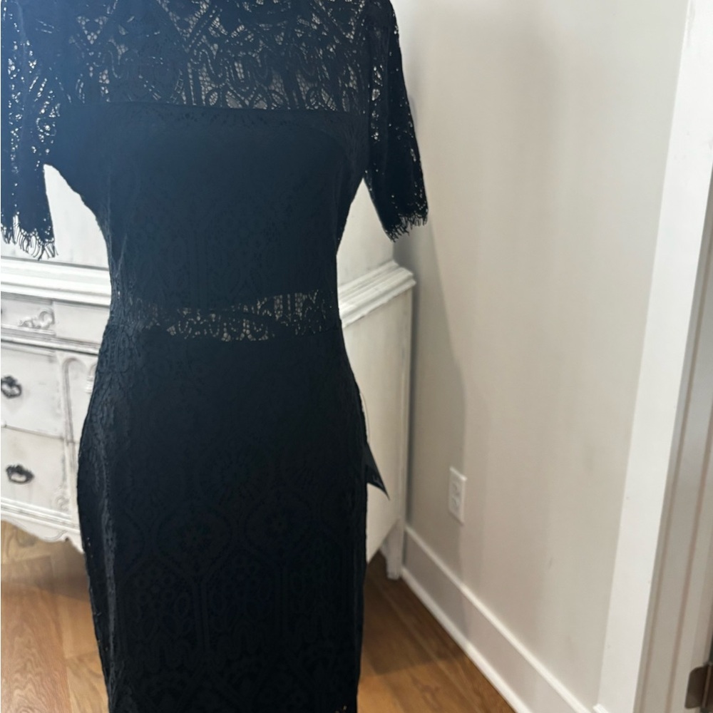 Lulu's Black Lace Midi Dress with Short Sleeves
